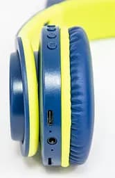 Навушники дитячі бездротові накладні з вушками сині Bluetooth блютуз гарнітура з підсвічуванням CAT EAR YW-018 - мініатюра 2