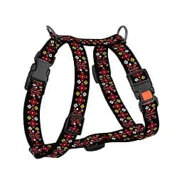 Шлея для собак Н-подібна Барксі патріотична 25 мм Вишиванка чорна