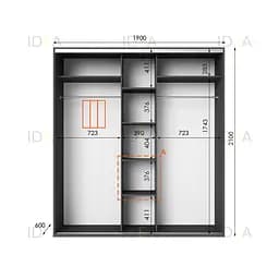 Шафа-купе Idea серія 6 190 x 60 x 210 см Антрацит Дзеркало - мініатюра 2