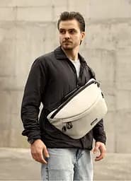 Мужская сумка-бананка под ноутбук Sambag Urban Laptop тепло-серая 46×26 см (51411030m)