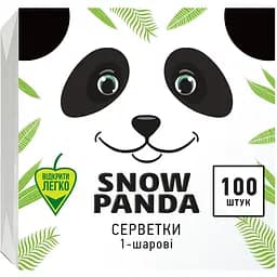 Однослойные бумажные салфетки Сніжна Панда, 33х33 см, 100 шт., белый