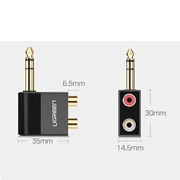 Адаптер Ugreen AV147 6.35 мм Male to 2RCA Female Adapter чорний (40846) - мініатюра 3