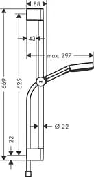 Душовий набір Hansgrohe Pulsify Select Relaxation 105 3jet 65 см EcoSmart Chrome 24161000, Хром - мініатюра 2
