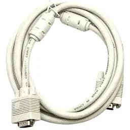 Кабель Gresso Vga 1.5 м модель V4001 male to male папа-папа 2 ферита белый пакет
