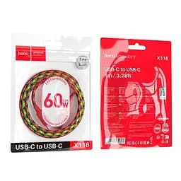 Кабель Hoco Type-C to Type-C Meridian charging data cable X116 1 м 60W/3A - мініатюра 2