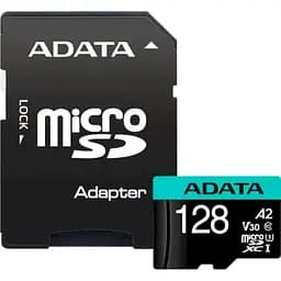 Карта пам'яті microSDXC (UHS-1 U3) A-DATA Premier Pro 128Gb Class 10 V30S A2 (R-100Mb/s W85Mb/s) (adapter SD) (AUSDX128GUI3V30SA2-RA1) - мініатюра 2