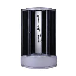 Душевой бокс без гидромассажа Mixxus Strong SB01-90x90x215-GR Satin с высоким поддоном MI6885, Хром матовый, тонированный, хром матовый