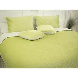 Покривало Руно 180х220 см велюр оливкове (340.55_Olive Green ромб) - мініатюра 7