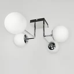 Сучасна стельова люстра в хромі на 4 білих плафони Line.F 2693/4 (new) CH+WT