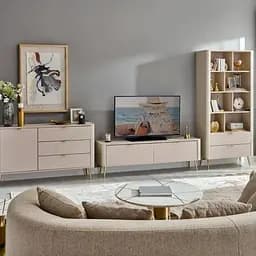 Комод Perfect Home Ланте / Lante 1-дверний з 3 шухлядами і золотими ніжками 1D3S/138 Беж (PFH-091116) - мініатюра 10