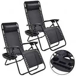 Комплект шезлонгів Garden Line Relax Black до 130 кг 2 шт. - мініатюра 3