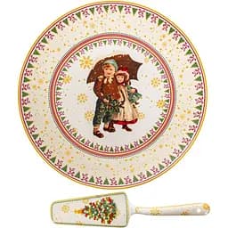 Блюдо для торта з лопаткою Lefard Vintage 27 см біле (924-815)