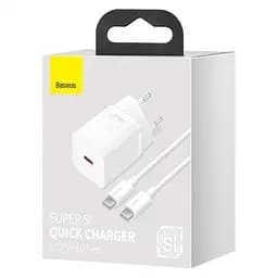 Мережевий зарядний пристрій Baseus Super Si 1Type-C + Cable Type-C to Type-C 1m 25W TZCCSUP-L02 White - мініатюра 5