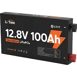 Акумулятор Li Time LiFePO4 12V (12.8V/100Ah/1280Wh) (L12V100-100-SLIM-LTCP-4) - мініатюра 2