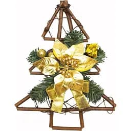 Новогодняя декорация композиция Devilon елка с золотым цветком 30 см (930234)