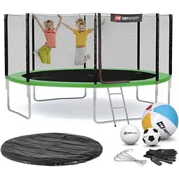 Батут Hop-Sport 14ft (427см) зеленый с наружной сеткой