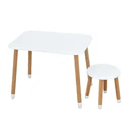 Детский стол с табуреткой 04-026W МДФ, Дерево, белый