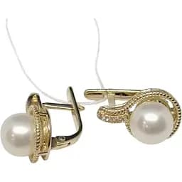 Золоті сережки Гаразд з перлами і фіанітами. 3532785