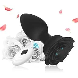 Силіконова анальна пробка 'Rose' 10 см Чорна K0925-1