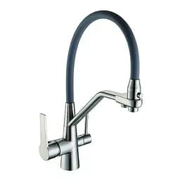 Змішувач для кухні на дві води Frap F4374-5 сатин/сірий Хром матовий