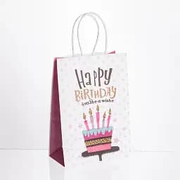 Подарунковий пакет Yiwu Happy Birthday 15x8x21 см 12 штук в упаковці рожевий з білим HP-10359-23PK - мініатюра 2