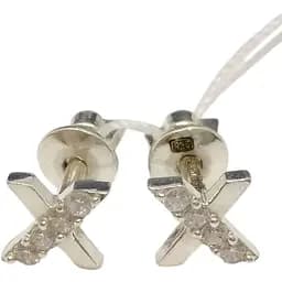 Срібні сережки-пуссети Aurora з фіанітами. 82560Б