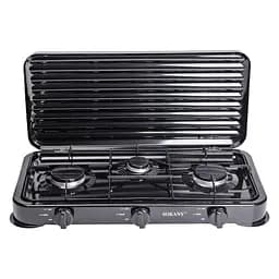 Настільна газова плита Sokany SK-6003B 3 конфорки 5.5 кВт під балонний газ Чорний