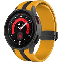 Ремінець для Samsung Galaxy Watch 5 40mm - жовто-гірчично-чорний ширина кріплення 20мм силікон Watchbands Cls-way-black (W48-2WB23428367)