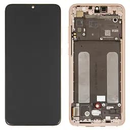 Дисплей Xiaomi Mi 9 Lite, Mi CC9, золотистий, з рамкою, Оригінал (переклеєне скло), M1904F3BG