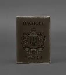 Кожаная обложка для паспорта с украинским гербом темно-коричневая