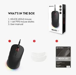 Игровая мышь Fantech UX-3 V2 HELIOS PixArt 3389, 400IPS, 50G, 1600DPI Black - мініатюра 8