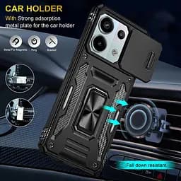 Ударостійкий чохол Camshield Army Ring для Xiaomi Poco X6 Pro Чорний / Black - мініатюра 4