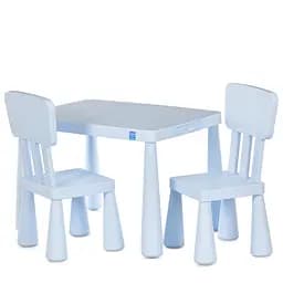 Комплект дитячих меблів BAMBI M 6176-4: Стіл (77х55х52.5 см) та 2 Стільці, Пластиковий, Легкий у догляді, Блакитний