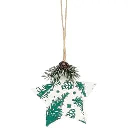 Підвіска декоративна House of Seasons Зірка  9 см біла з зеленим  (8720967048281_1)