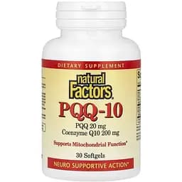 Піролохінолінхінон та коензим Natural Factors PQQ-10, 30 капсул для підтримки енергії та мітохондрій