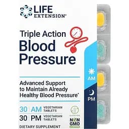 Захист артеріального тиску потрійної дії Life Extension Triple Action Blood Pressure 2 упаковки по 30 вегетаріанських таблеток