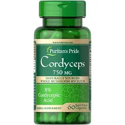 Натуральна добавка Puritan's Pride Cordyceps Mushroom 750 mg 60 капсул