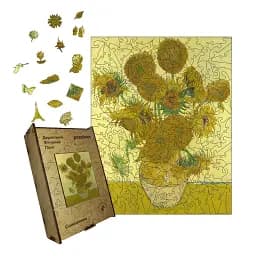 Дерев'яний фігурний пазл Соняшники, А3, Картонна коробка 200 елементів