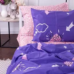 Підковдра на блискавці MirSon Kids Time №137 Nina 2, бязь, 210х143 см, синя з рожевим - мініатюра 3
