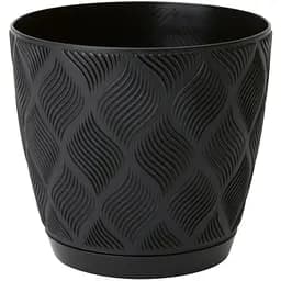 Горщик для квітів Form-Plastic Flow-13 з підставкою 1.14 л чорний (5010-084)