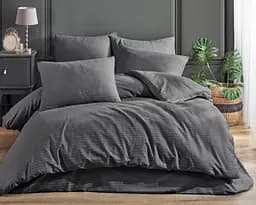 Постільна білизна Charlotte Antracite Сатин-Stripe / простирадло на резинці 180x200см Cotton Shine pbe0052120