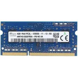 Оперативна пам'ять для ноутбука Hynix SO-DIMM DDR3 4GB 1600MHz PC3L-12800 1Rx8 Б/В