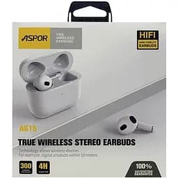 Навушники Aspor A615 Bluetooth 3rd generation білі