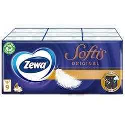 Носовички Zewa Softis Pocket, чотирьохшарові, 9 уп. по 5 шт. - мініатюра 2