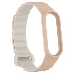 Ремінець Dual-color Magnetic для Xiaomi Mi Band 7/6/5/4/3 Beige / White - мініатюра 3