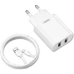 Мережевий зарядний пристрій Remax Jane + кабель USB 2.0 to Lightning 1 метр білий (RP-U35-L)