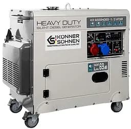Генератор Синхронний KonnerSohnen KS 9200HDES-1/3 ATSR (EURO V),230/400В,6.5/6.0кВт,7.5/7.0кВт,1/3Фази, АВР(ATS), електростартер, 168кг / 7000 Вт / Д