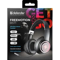 Навушники з мікрофоном Defender FreeMotion B571 Bluetooth гнучкий мікрофон LED чорні - мініатюра 4