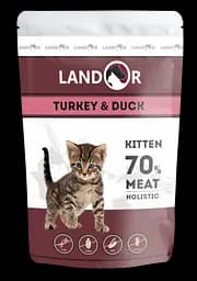 Вологий корм для кошенят Landor, індичка з качкою, 85 г