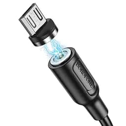 Кабель Borofone BX41 USB to Micro 2.4A 1 м PVC PVC connectors magnetic чорний - мініатюра 3